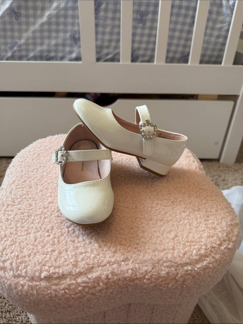 cupcakes & cashmere Cream Patent Mary Jane Shoes with Pearl Buckle
